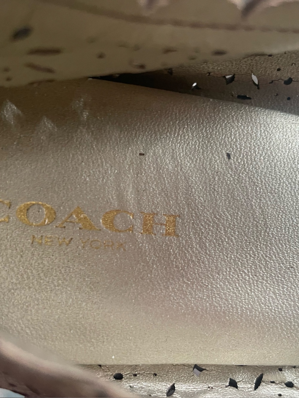 COACH Eyelet Gold Leather Ballet Flats 8 - Picture 3 of 6